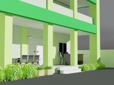 buliding school 3D model Low-poly 3D model