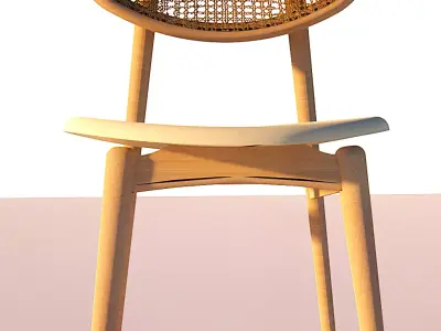 Modern Wooden Dining Chair Clean and Real Scale 3D model
