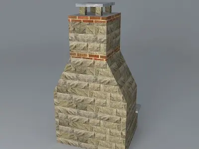 Fireplace brick Free 3D model