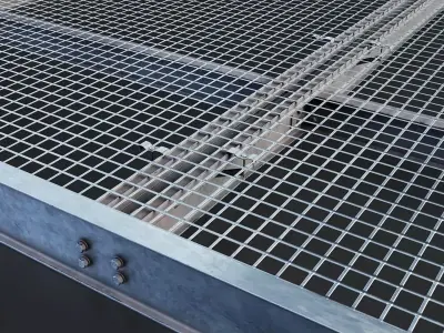 Industrial Metal Grate Platform Set Low-poly 3D model