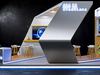Minimalistic Futuristic Booth Design Exhibition in Blender 3D model