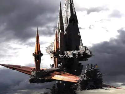 Floating crystal Dish Array Kit bash  3D model