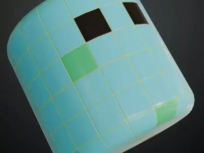 Multi-Tone Teal Art Deco Fan Mosaic Tiles PBR  Texture