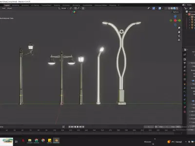 Classic Victorian Street Lamp - Game Ready PBR Low-poly 3D model