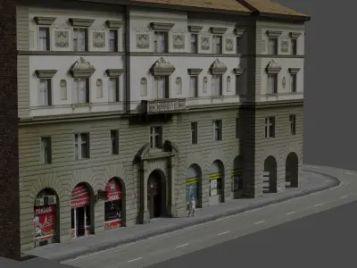Low Poly Central Eastern European City Building Low-poly 3D model