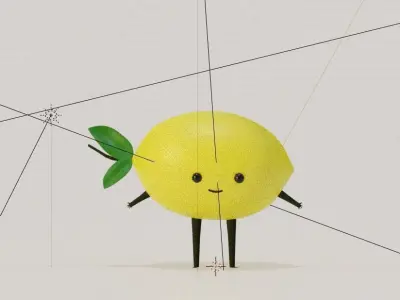 Yellow Lemon Cartoon Character Model Low-poly 3D model
