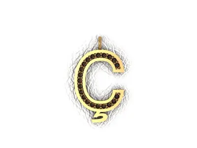 Alphabet Collection cross pendant with sapphires 3D print model