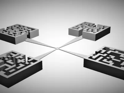 four mazes one goal Free low-poly 3D model