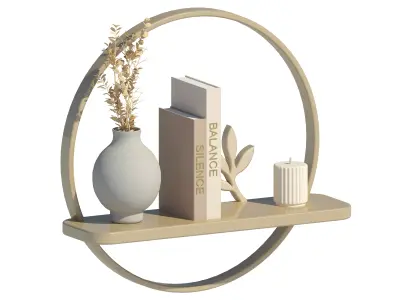 Japandi Wall Shelf with Planters Revit Family 3D model