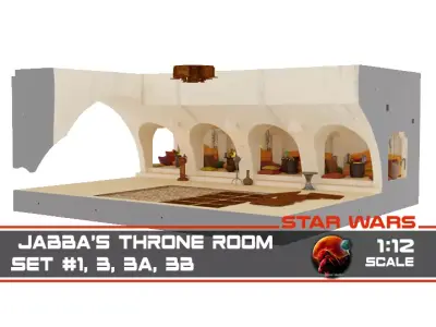 Jabbas Throne Room - Hangout area - Complete set 1-12 scale 3D Model Pack