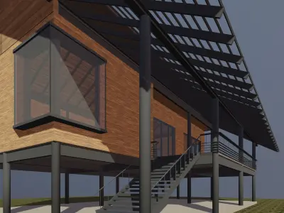 Tropical house with terrace 3D model