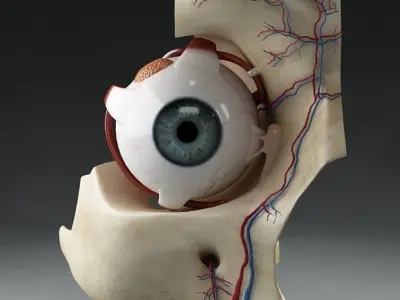Anatomy eye with skull cut-section 3D model