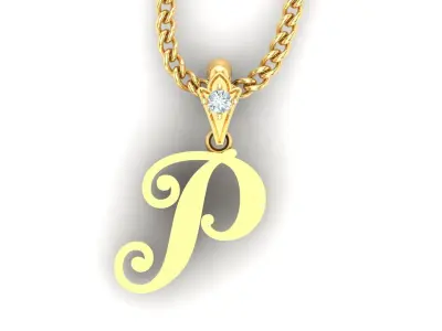 Alphabet V3 Light Gold  Font Pendant P 3D print model