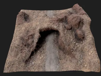 Rocky Cave and Road  Low-poly 3D model