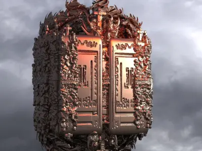 Dantes Inferno Hell Cube Sculpture huge 3D model