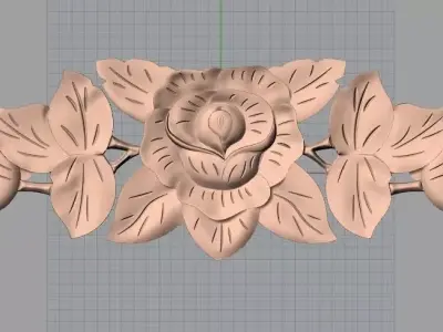 Bed door flower 3D relief STL model for CNC engraving E519 3D model
