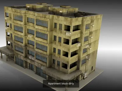 Dirty collection of block of flat and hotel 3D Model Pack