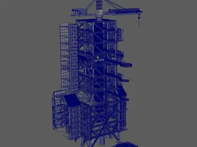 Space rocket launcher 3D model