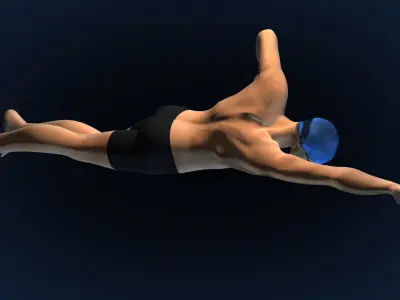 Swimming Man Classic Style Riged and Animated Low-poly 3D model