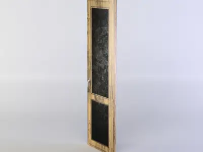 Door wooden cabinet with glass Low-poly 3D model