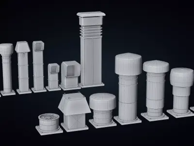 Roof Vent Props Pack - Optimized Game Ready 3D Models Low-poly 3D model