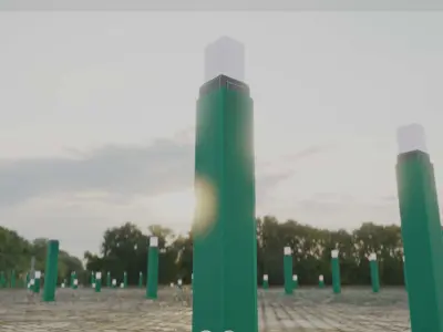 Street Light 8 Bollard 900mm Moss Green Version 6  Low-poly 3D model