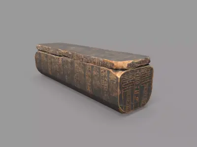 Egyptian Wooden Coffin Low-poly 3D model