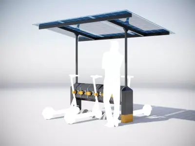 Solar scooter charging station 3D model