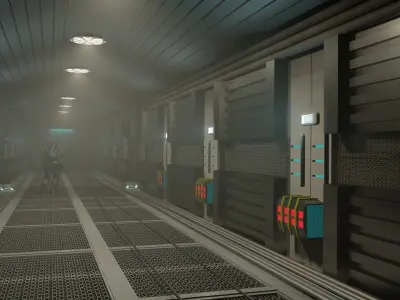 dead space sci-fi corridor Low-poly 3D model
