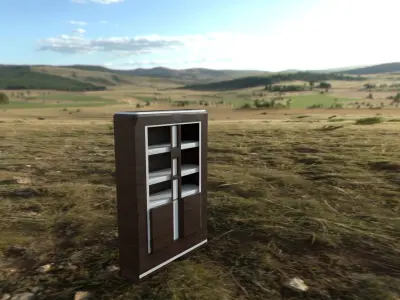 China Cabinet walnut texture with white trim 3D model