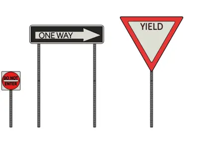 Low poly street signs pack 3D model