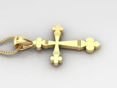 Light Gold 18K Cross Pendant 2CP071 3D print model