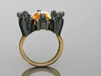 Angel Stone Ring 3D print model