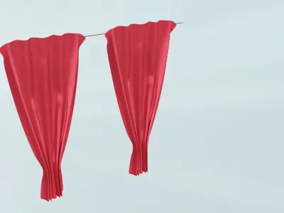 Red curtains 3D model