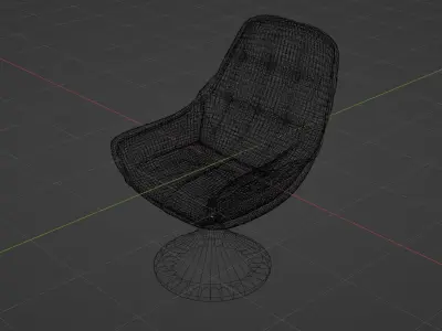 Luxurious 3D Model of Armchair with Leather Upholstery Low-poly 3D model
