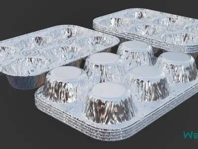 Disposable Aluminum Cupcake Muffin Pans Low-poly 3D model