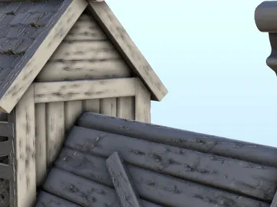 Large Viking building with floor and large door 3 3D print model