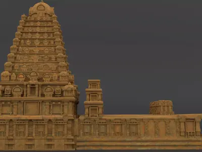 Tanjore Big Temple  Low-poly 3D model