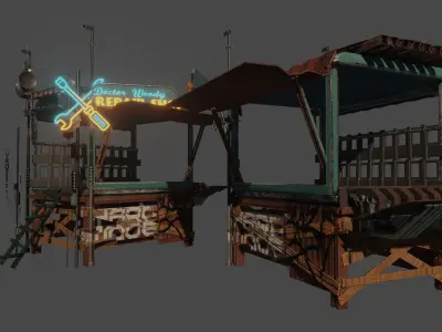 Repair Shop Low-poly 3D model
