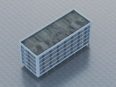 Modern multi-story office building Low-poly 3D model