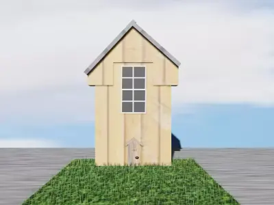 House wooden in middle of grassy field Free 3D model