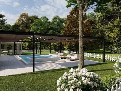 3D Exterior Scene 3D model design garden and landscape 3D 3D model