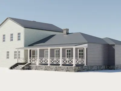 Enterable house Low-poly 3D model