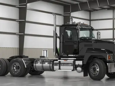  Commercial Truck Black Rigged for Maya 