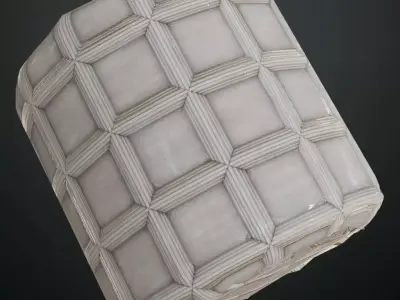 Classic White Waffle Ceiling Panel PBR Seamless Texture