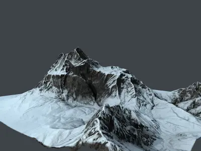 Mountain terrain under the snow Low-poly 3D model
