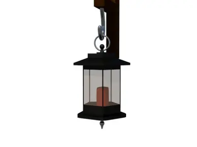 Vintage Hanging Lantern with Candle 3D model