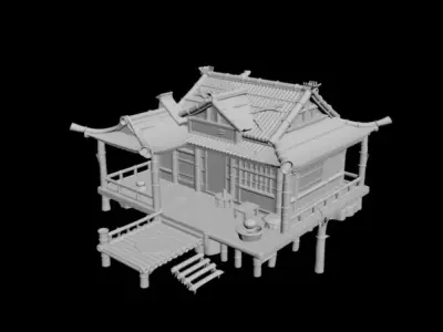 Bamboo building 3D model