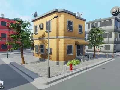 Stylized Town Package Low-poly 3D model