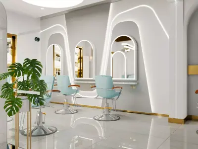 Modern Barbershop Interior V-Ray Ready 3D Scene 3D model